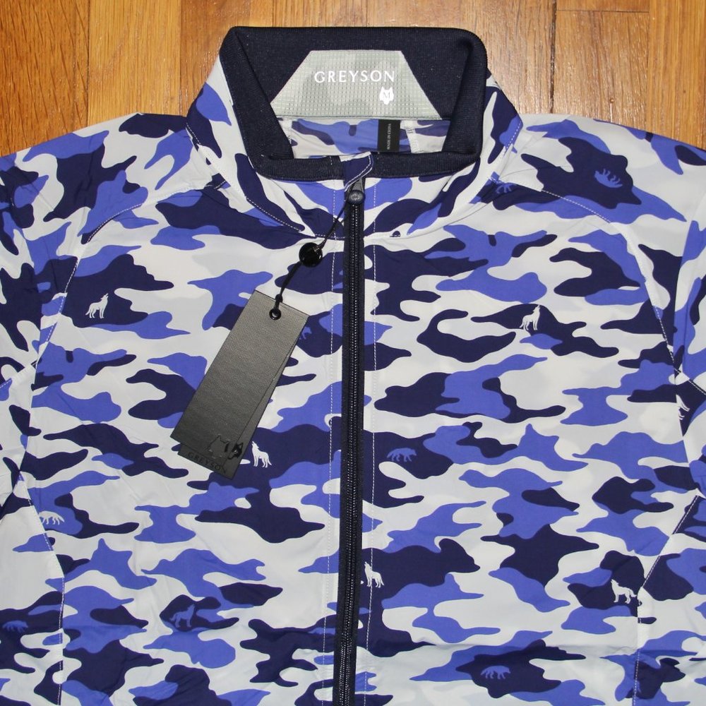 Greyson Camoscape Trailwolf Lightweight Windproof Golf Jacket Mens M Cobalt - Picture 3 of 7